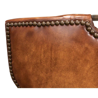 Broderick Dining Chair Brown Leather 2PC - LOOMLAN - Sarreid - Dining Chairs