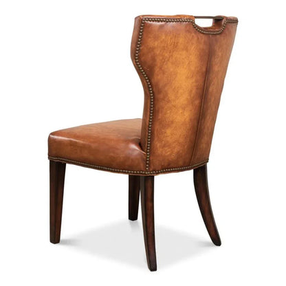 Broderick Dining Chair Brown Leather 2PC - LOOMLAN - Sarreid - Dining Chairs