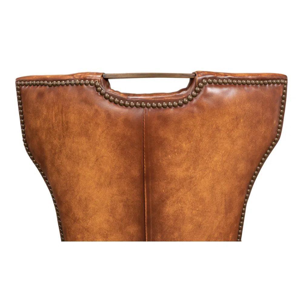 Broderick Dining Chair Brown Leather 2PC - LOOMLAN - Sarreid - Dining Chairs