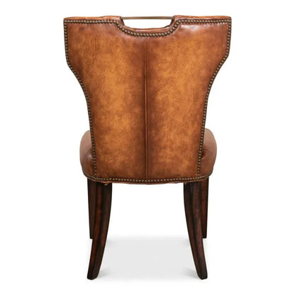 Broderick Dining Chair Brown Leather 2PC - LOOMLAN - Sarreid - Dining Chairs