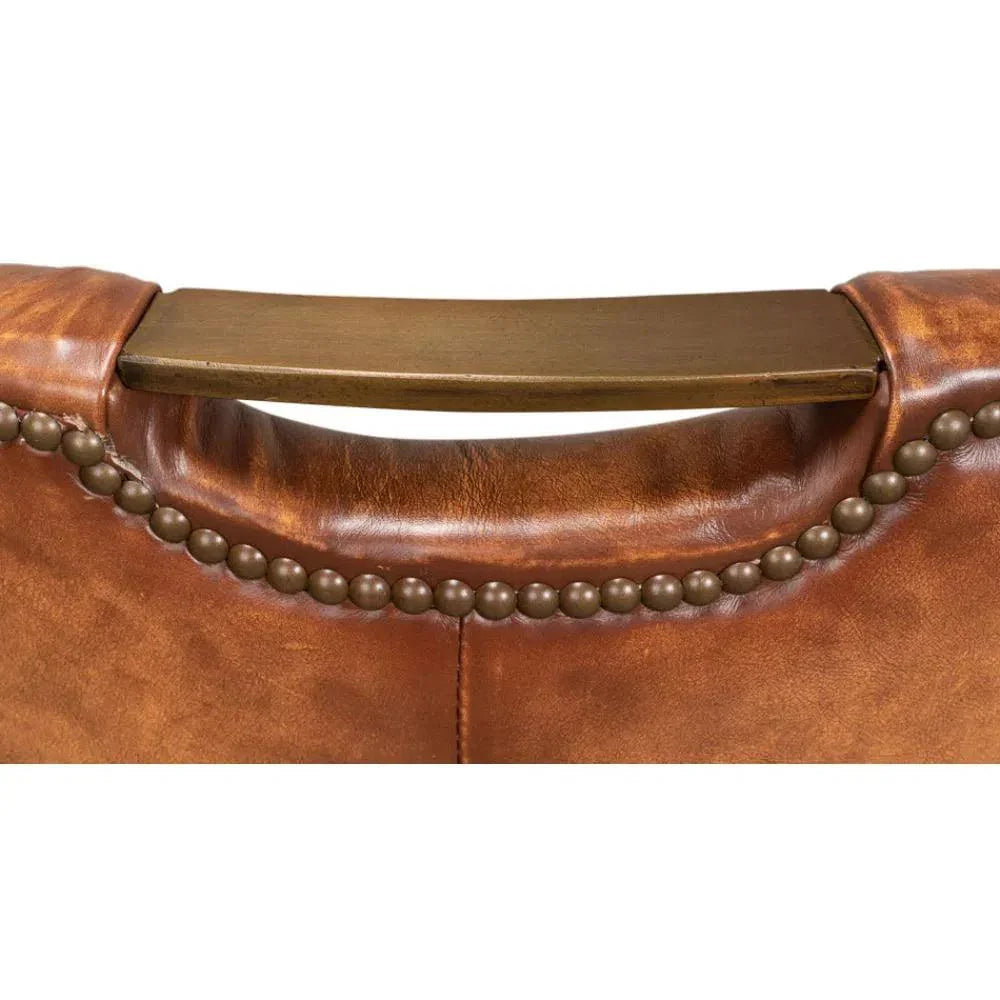 Broderick Dining Chair Brown Leather 2PC - LOOMLAN - Sarreid - Dining Chairs