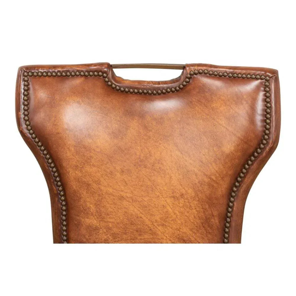 Broderick Dining Chair Brown Leather 2PC - LOOMLAN - Sarreid - Dining Chairs