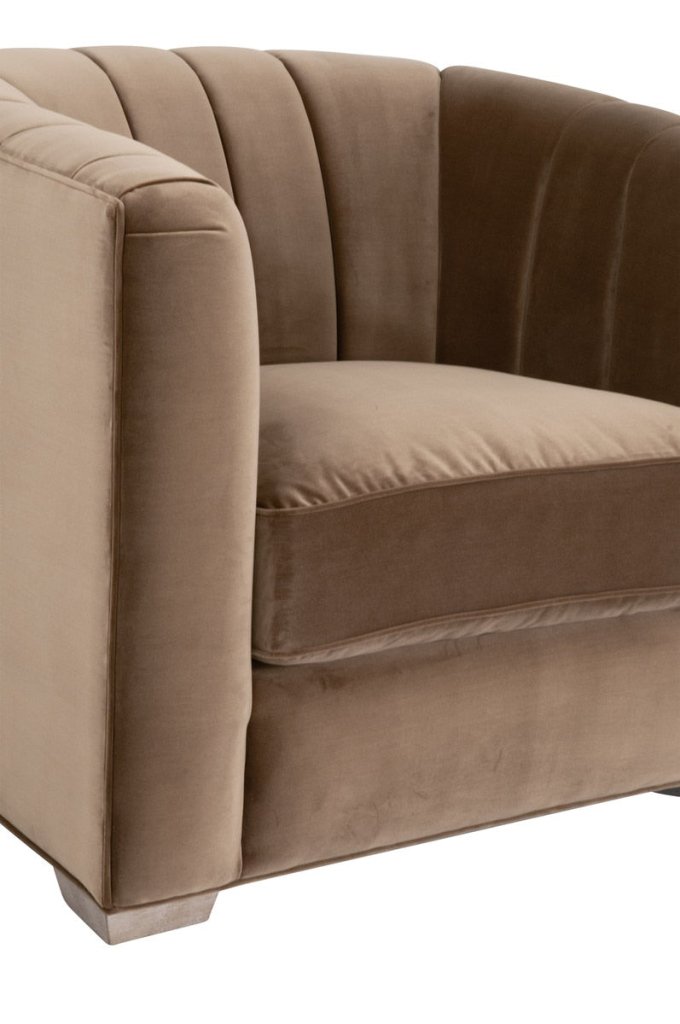 Bronx Channel Back Velvet Sofa Chair - LOOMLAN - Essentials For Living - Sofas & Loveseats