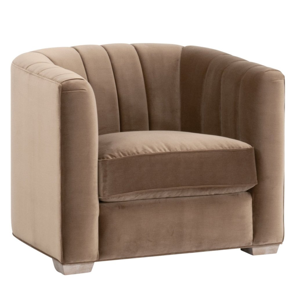 Bronx Channel Back Velvet Sofa Chair - LOOMLAN - Essentials For Living - Sofas & Loveseats