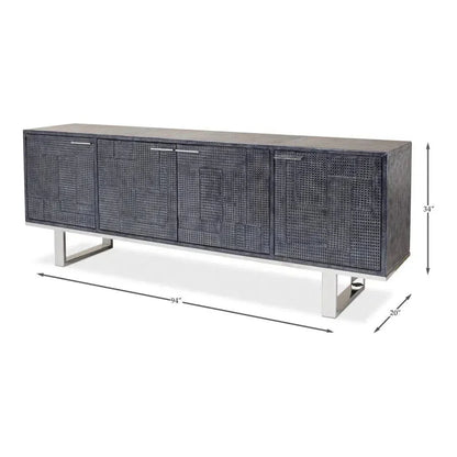 Bronzini Credenza Large Blue Cabinet for Living Room - LOOMLAN - Sarreid - Sideboards