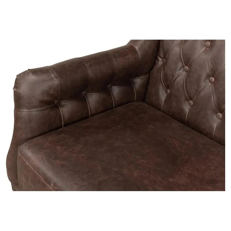 Brooks Leather Tufted 2 Seat Sofa - LOOMLAN - Sarreid - Sofas & Loveseats