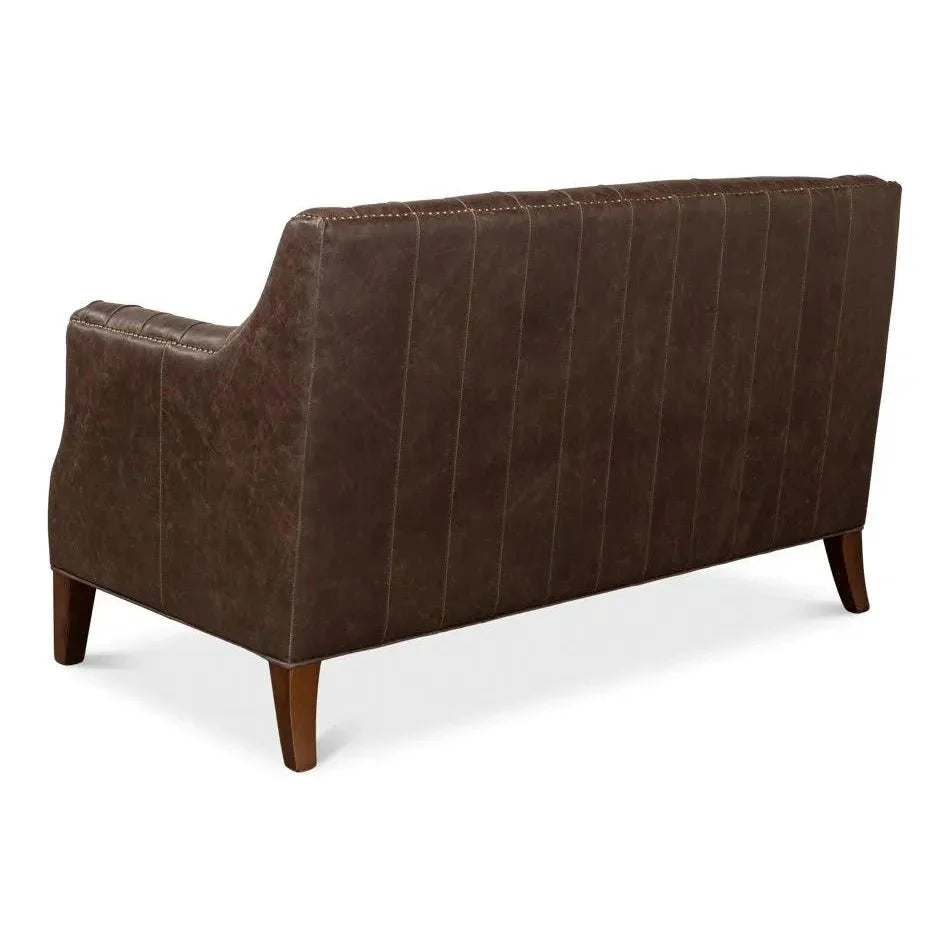 Brooks Leather Tufted 2 Seat Sofa - LOOMLAN - Sarreid - Sofas & Loveseats