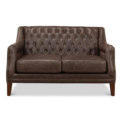 Brooks Leather Tufted 2 Seat Sofa - LOOMLAN - Sarreid - Sofas & Loveseats