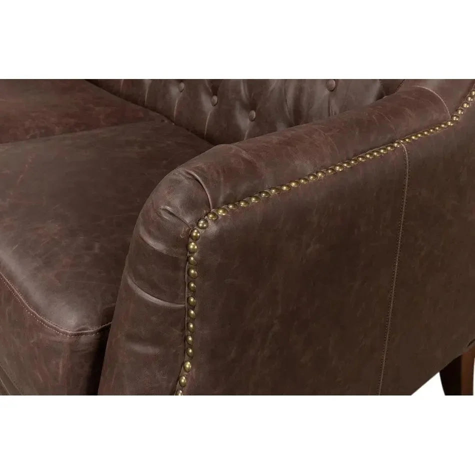 Brooks Leather Tufted 2 Seat Sofa - LOOMLAN - Sarreid - Sofas & Loveseats