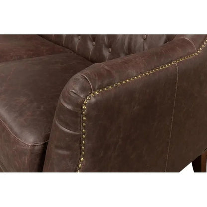 Brooks Leather Tufted 2 Seat Sofa - LOOMLAN - Sarreid - Sofas & Loveseats
