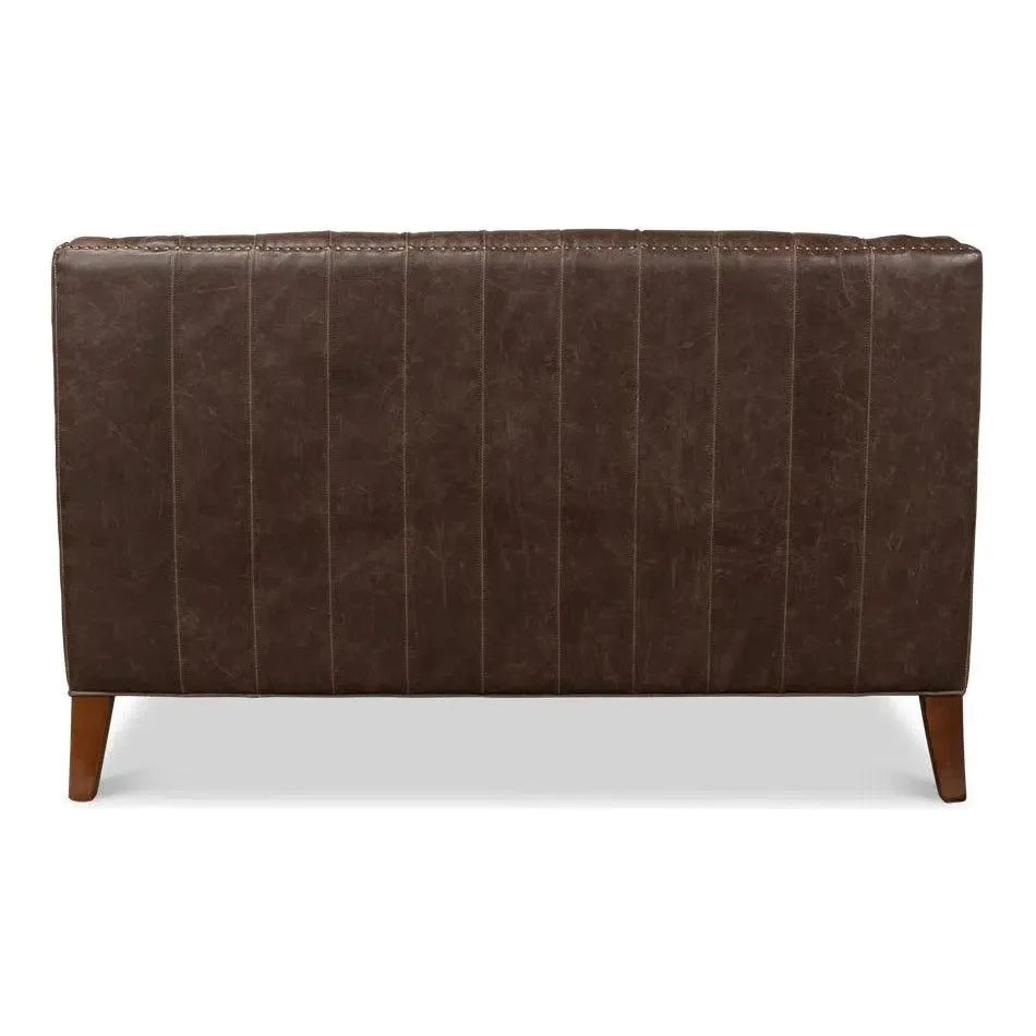 Brooks Leather Tufted 2 Seat Sofa - LOOMLAN - Sarreid - Sofas & Loveseats