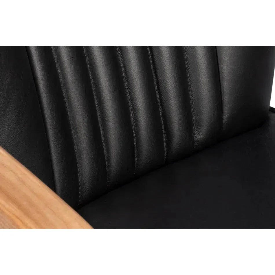 Brooks Metal & Leather Black Swivel Arm Chair - LOOMLAN - Sarreid - Office Chairs