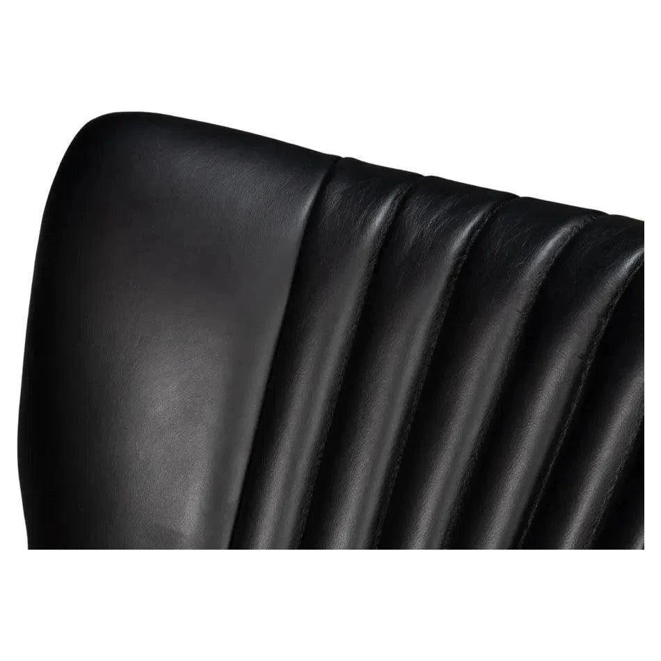 Brooks Metal & Leather Black Swivel Arm Chair - LOOMLAN - Sarreid - Office Chairs