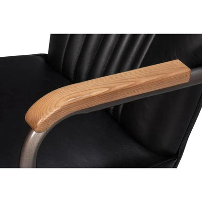 Brooks Metal & Leather Black Swivel Arm Chair - LOOMLAN - Sarreid - Office Chairs