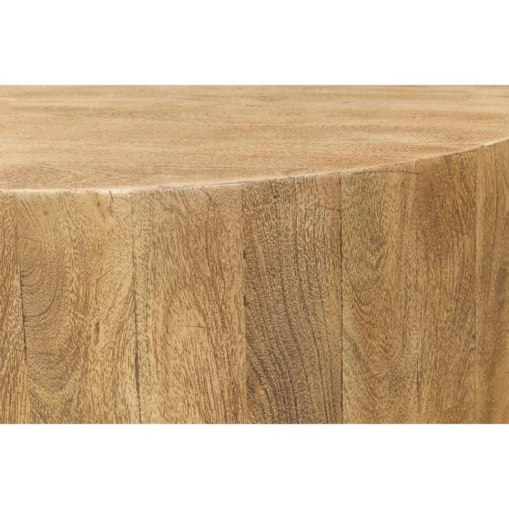 Brutus Barnwood Round Coffee Table Drawers Round Block - LOOMLAN - Sarreid - Coffee Tables