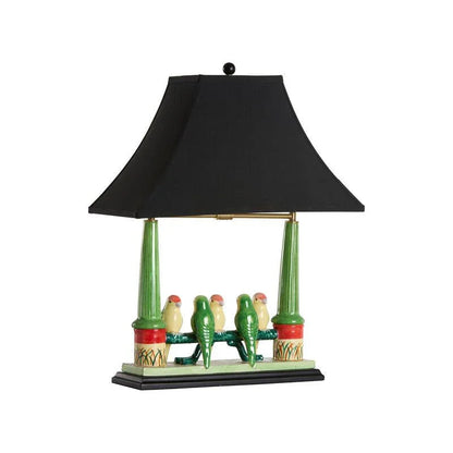 Wildwood Budgies Hand Painted Glazed Ceramic Table Lamp