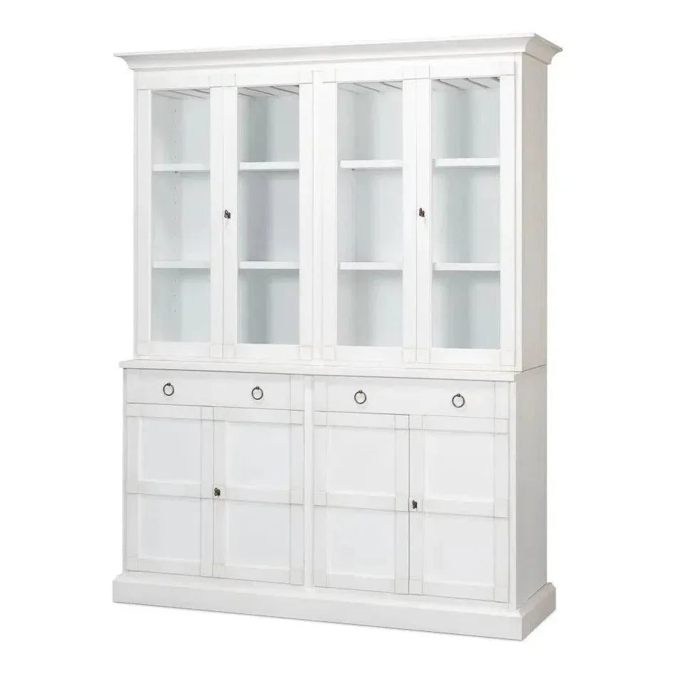 Buffet & Hutch Glass Doors & Drawers Cortina White - LOOMLAN - Sarreid - Buffets & Curios