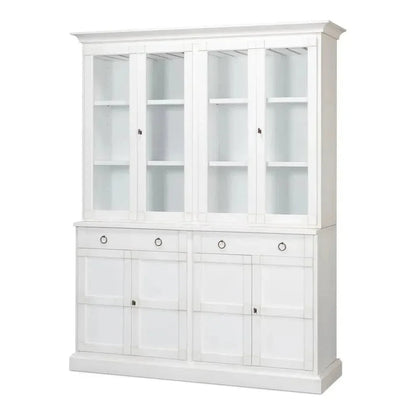 Buffet & Hutch Glass Doors & Drawers Cortina White - LOOMLAN - Sarreid - Buffets & Curios