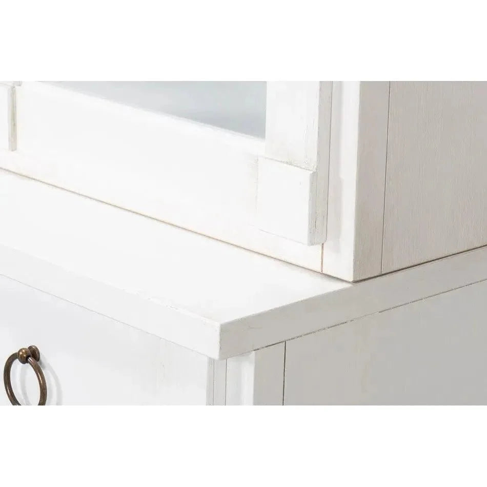 Buffet & Hutch Glass Doors & Drawers Cortina White - LOOMLAN - Sarreid - Buffets & Curios