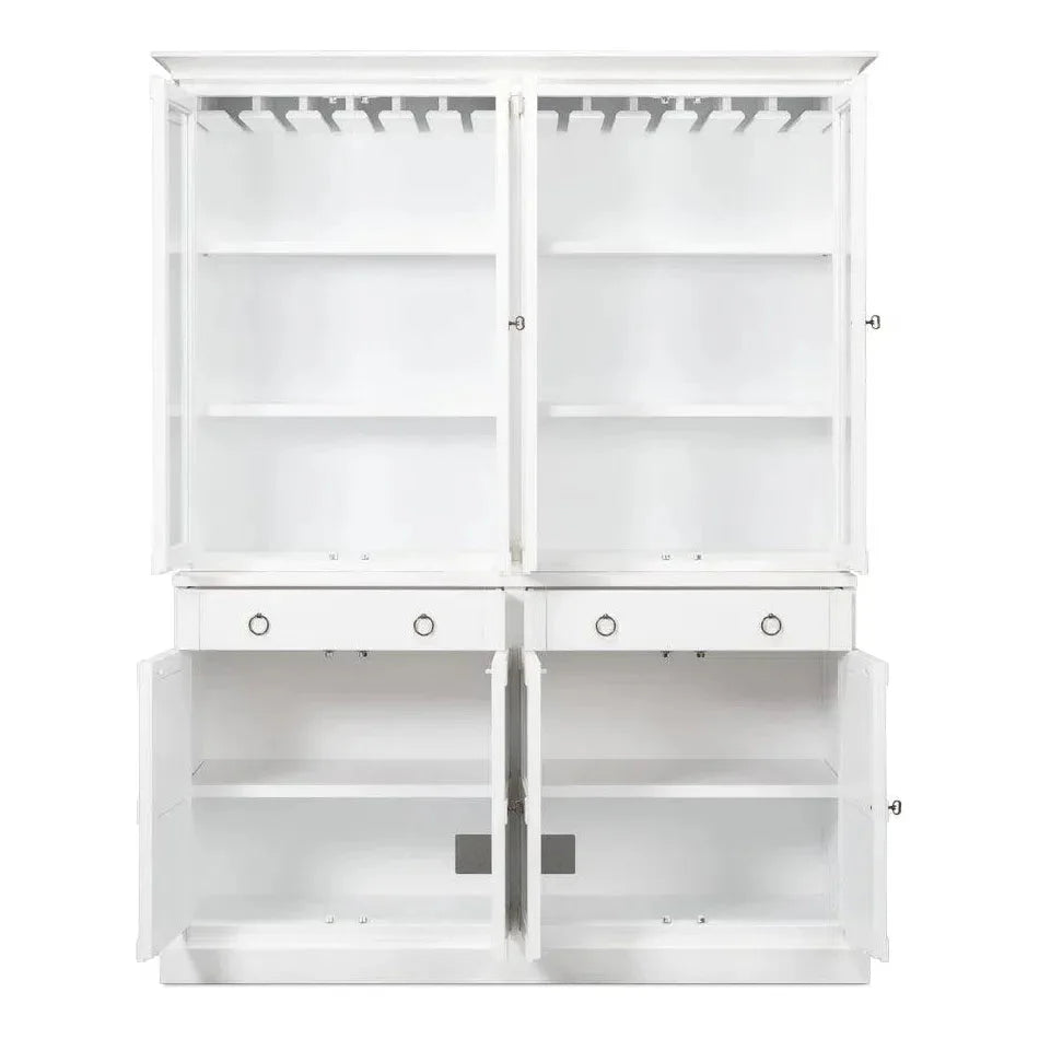 Buffet & Hutch Glass Doors & Drawers Cortina White - LOOMLAN - Sarreid - Buffets & Curios