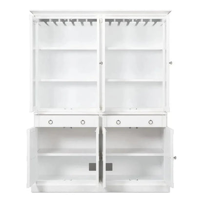 Buffet & Hutch Glass Doors & Drawers Cortina White - LOOMLAN - Sarreid - Buffets & Curios