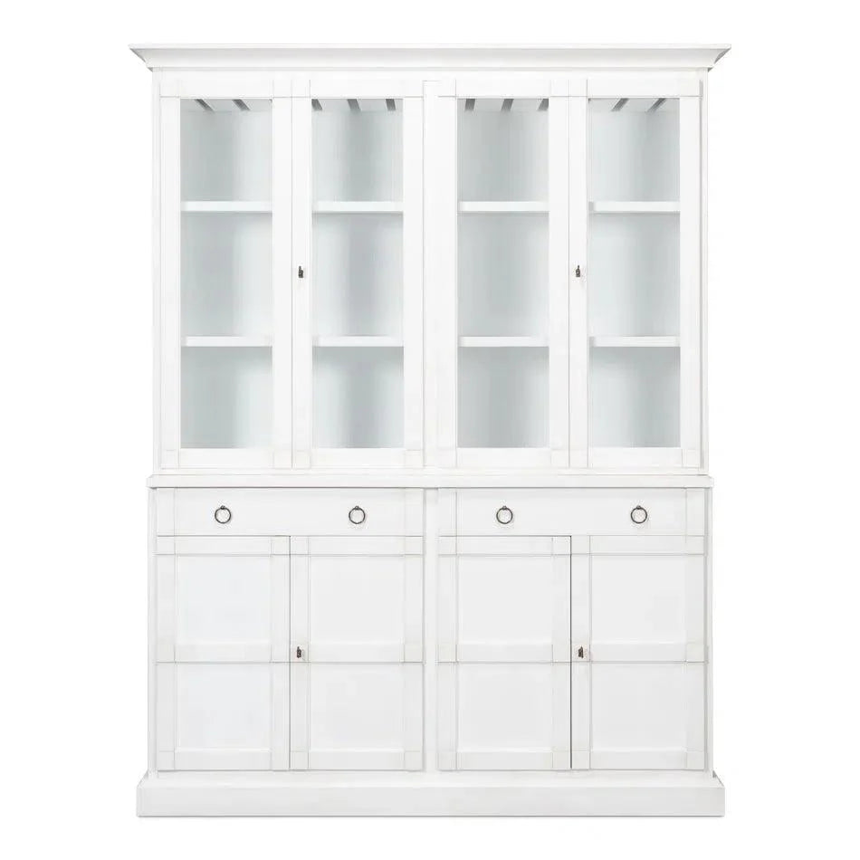 Buffet & Hutch Glass Doors & Drawers Cortina White - LOOMLAN - Sarreid - Buffets & Curios