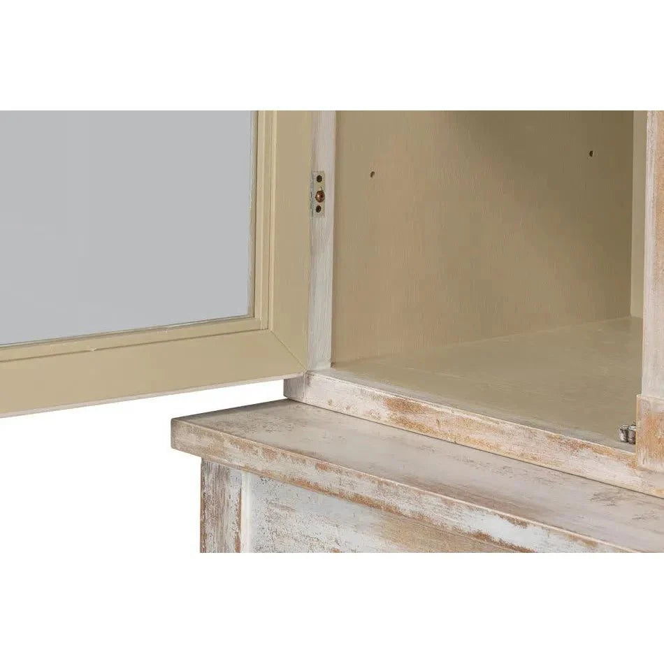 Buffet & Hutch Glass Doors & Drawers Disrupted White - LOOMLAN - Sarreid - Buffets & Curios