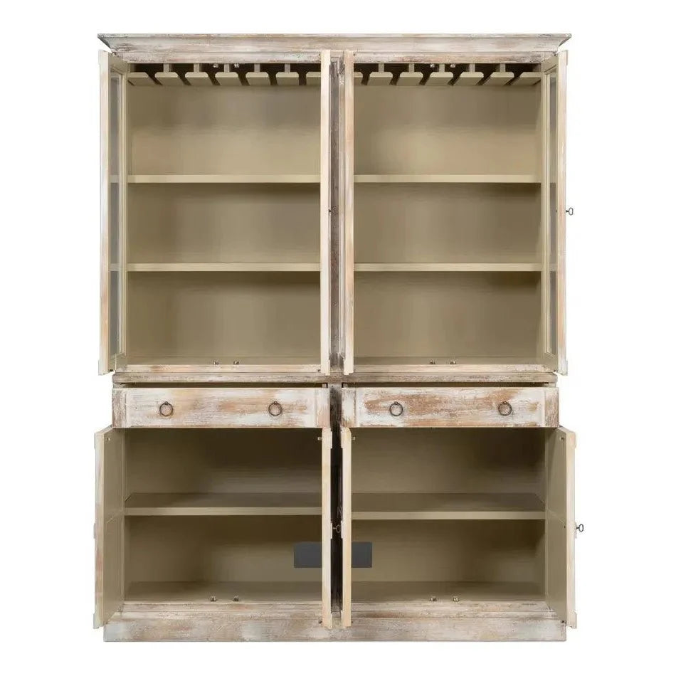 Buffet & Hutch Glass Doors & Drawers Disrupted White - LOOMLAN - Sarreid - Buffets & Curios