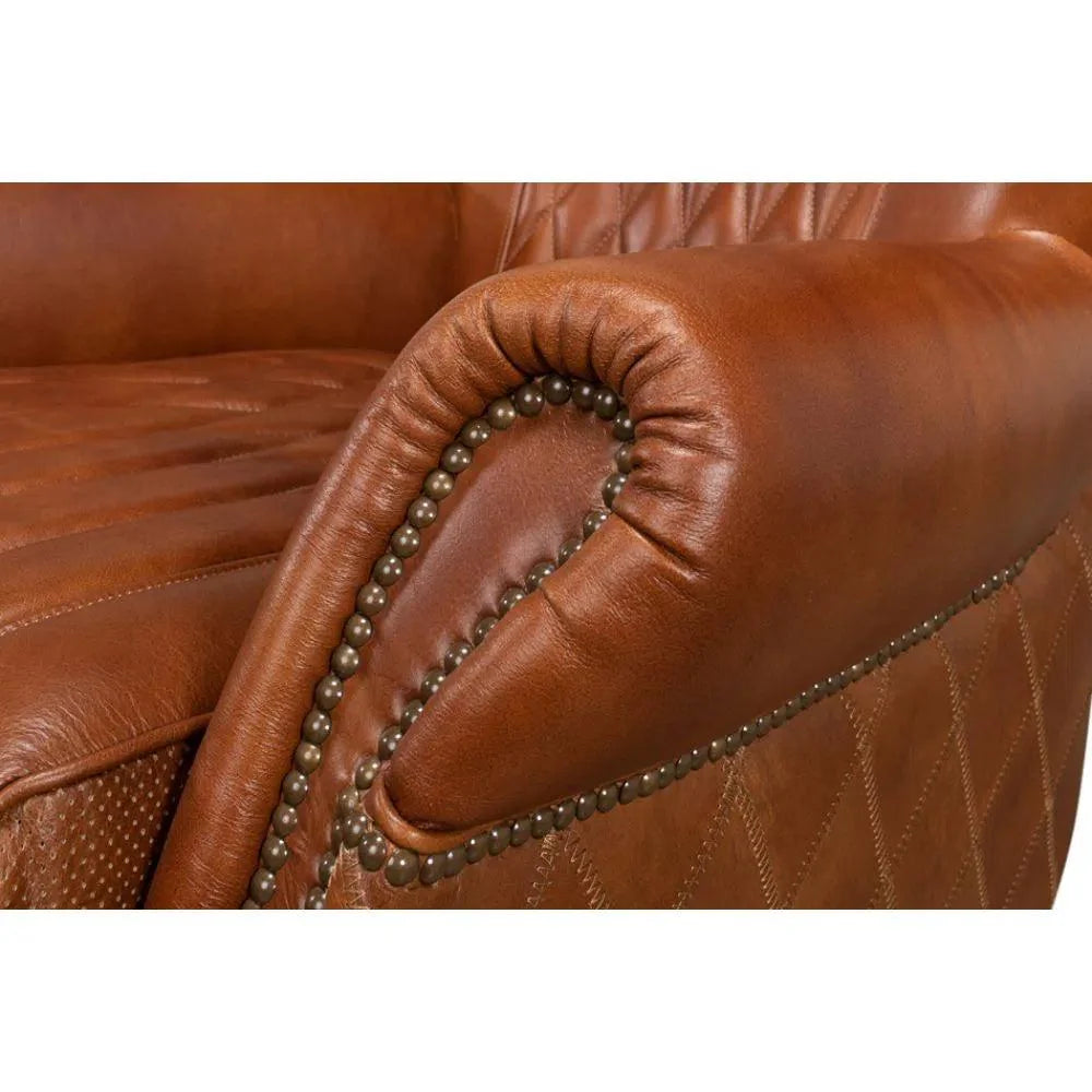 Bugatti Brown Leather Accent Arm Chair - LOOMLAN - Sarreid - Club Chairs