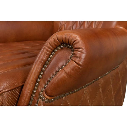 Bugatti Brown Leather Accent Arm Chair - LOOMLAN - Sarreid - Club Chairs