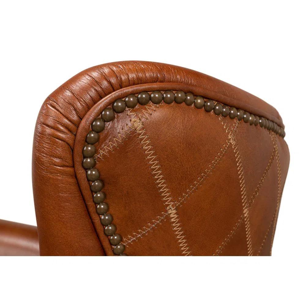 Bugatti Brown Leather Accent Arm Chair - LOOMLAN - Sarreid - Club Chairs