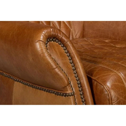 Bugatti Leather Brown Swivel Arm Chair - LOOMLAN - Sarreid - Club Chairs