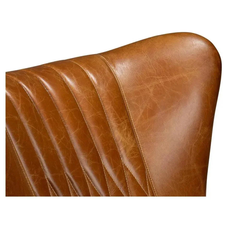 Bugatti Leather Brown Swivel Arm Chair - LOOMLAN - Sarreid - Club Chairs