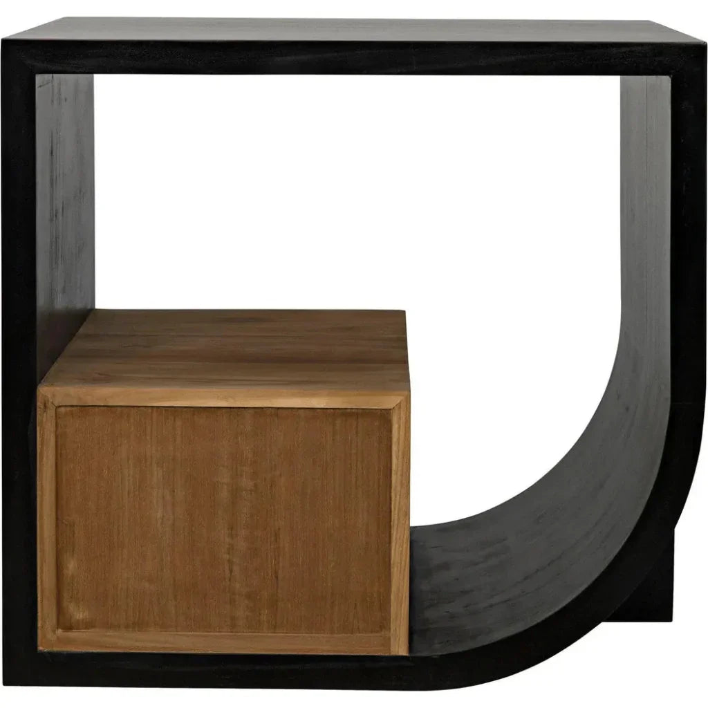 Noir Burton Teak Wood Black Side Table