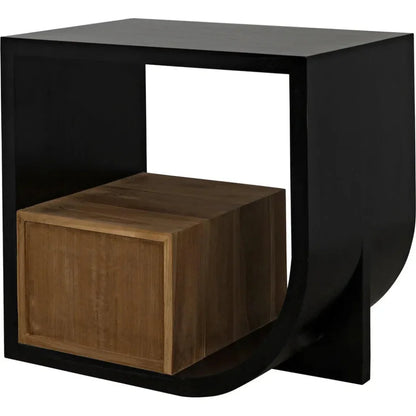 Noir Burton Teak Wood Black Side Table