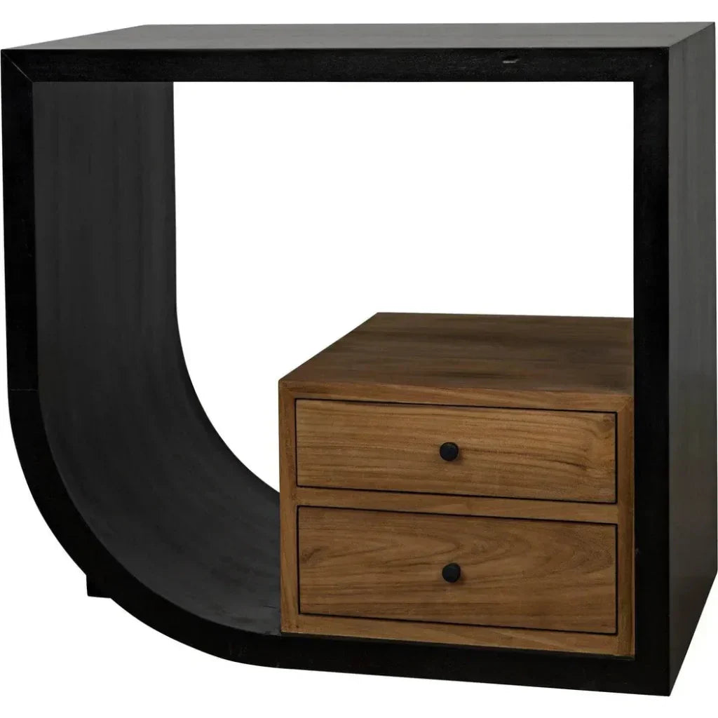 Noir Burton Teak Wood Black Side Table
