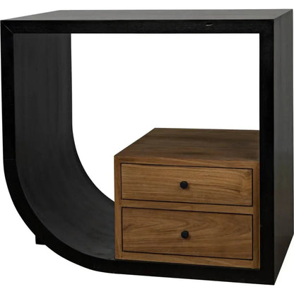 Noir Burton Teak Wood Black Side Table