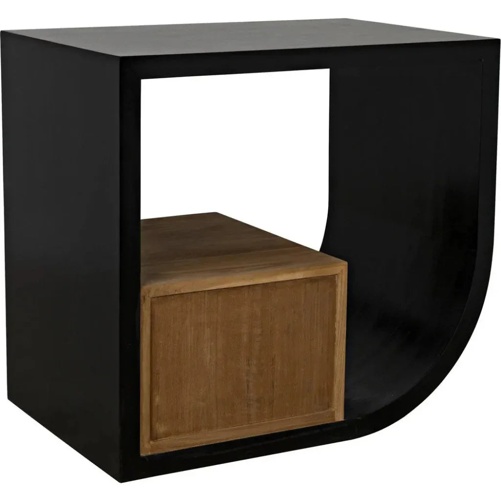 Noir Burton Teak Wood Black Side Table