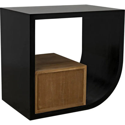 Noir Burton Teak Wood Black Side Table