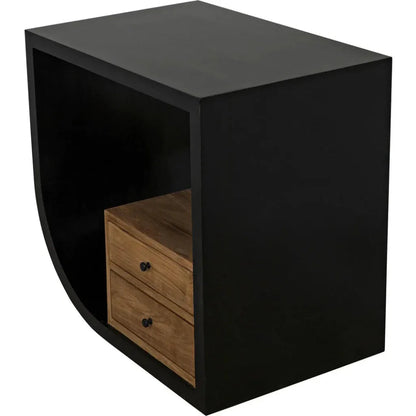 Noir Burton Teak Wood Black Side Table