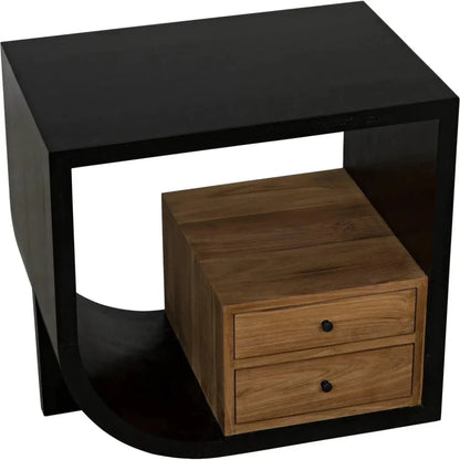 Noir Burton Teak Wood Black Side Table