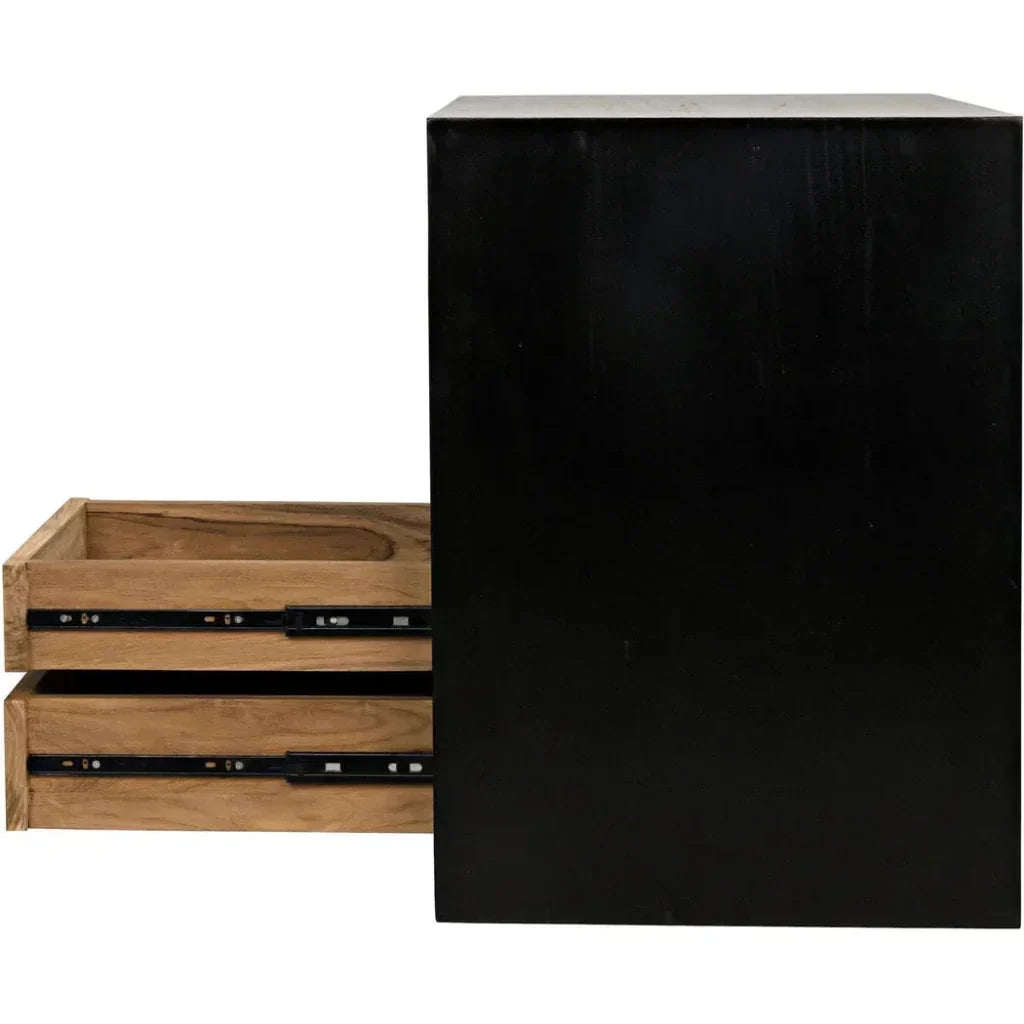 Noir Burton Teak Wood Black Side Table