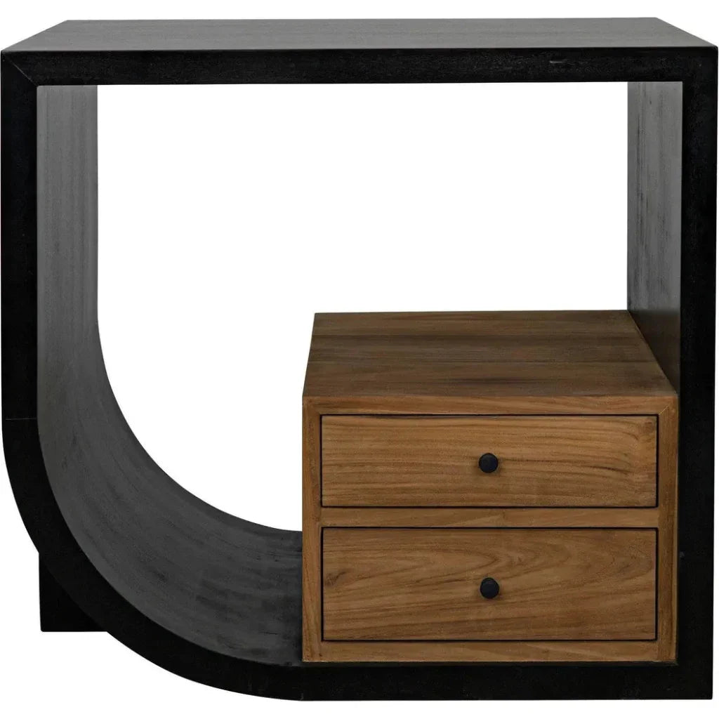 Noir Burton Teak Wood Black Side Table