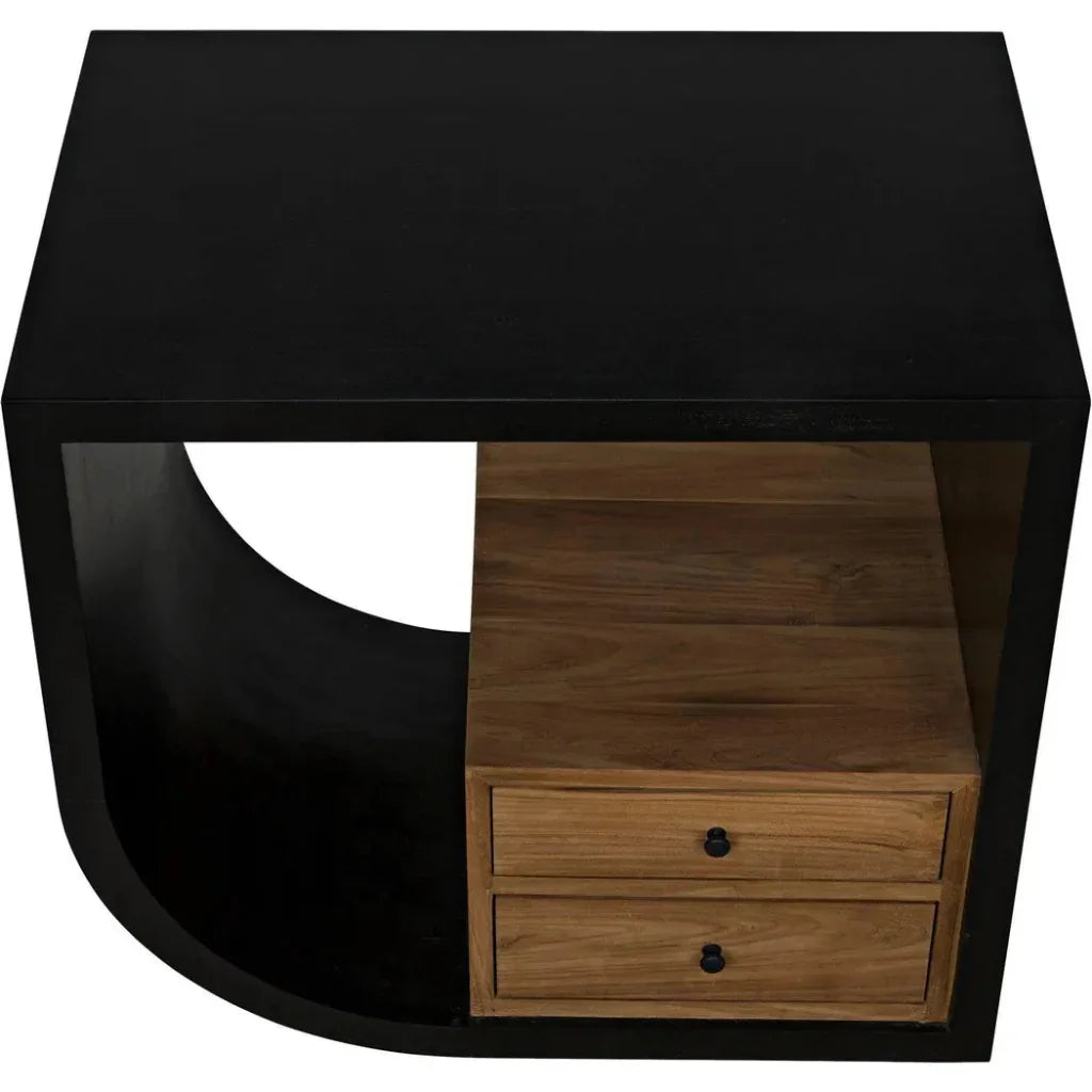 Noir Burton Teak Wood Black Side Table