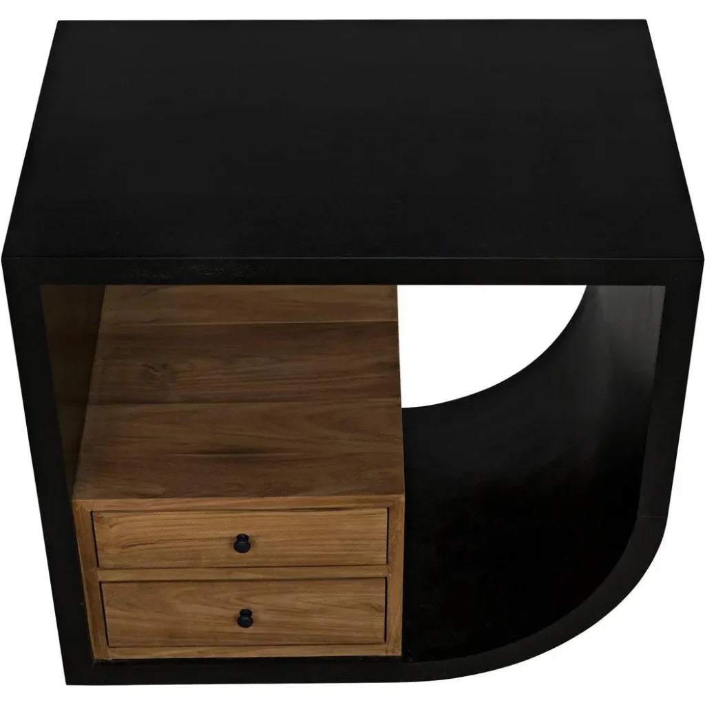 Noir Burton Teak Wood Black Side Table