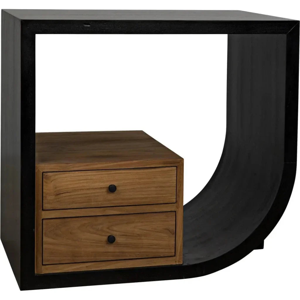 Noir Burton Teak Wood Black Side Table