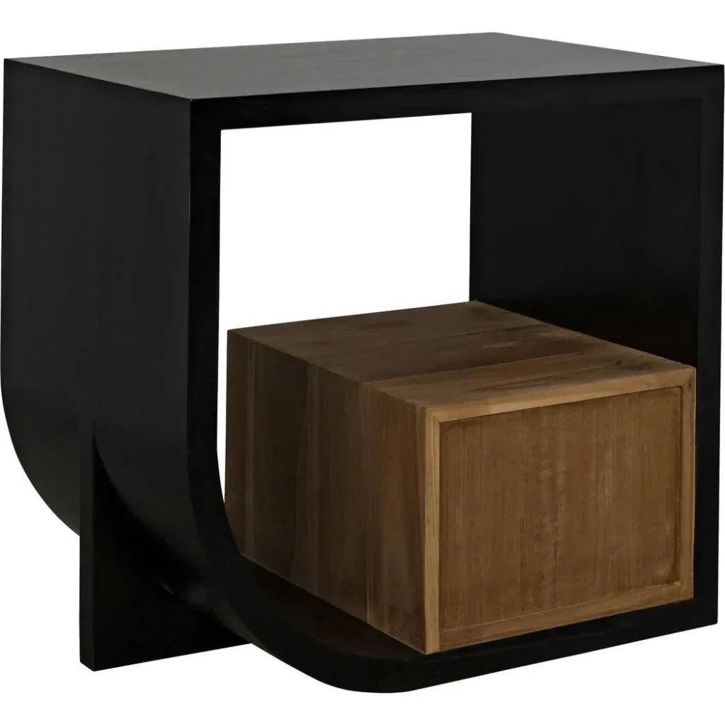 Noir Burton Teak Wood Black Side Table