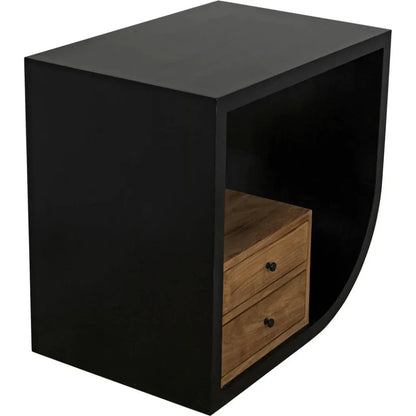 Noir Burton Teak Wood Black Side Table