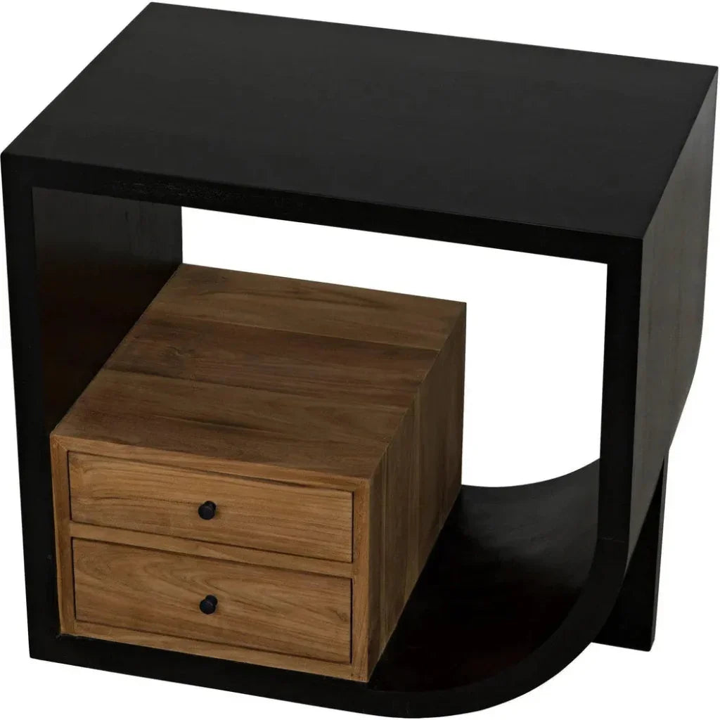 Noir Burton Teak Wood Black Side Table