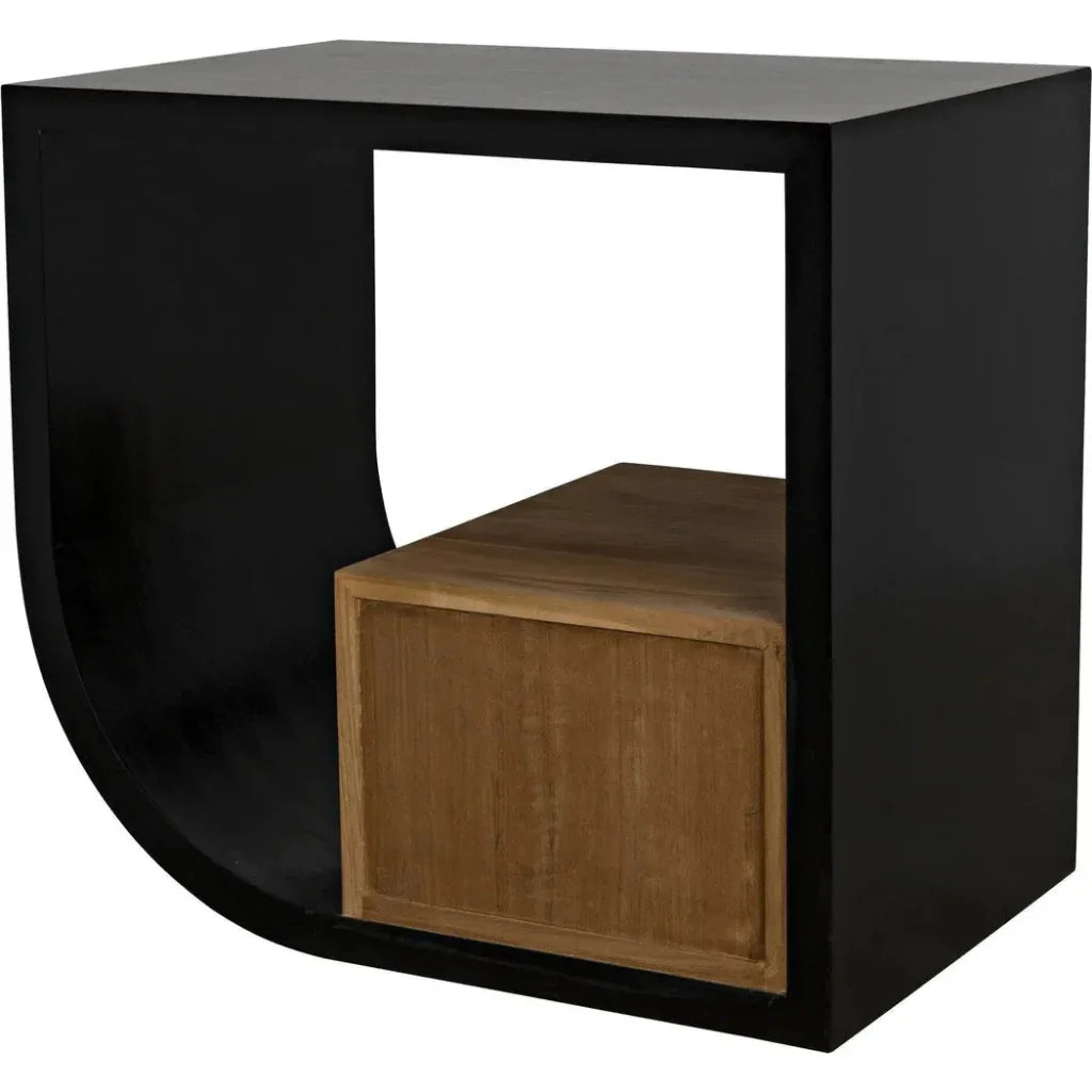 Noir Burton Teak Wood Black Side Table